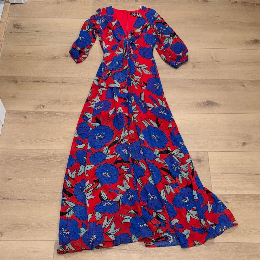 Lulus Blossoming Beauty Red Floral Print Long Sleeve Maxi Dress